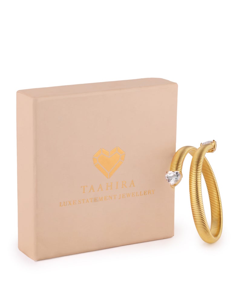 TAAHIRA Heart Shape Zircon Cuff Bracelet - Image 3